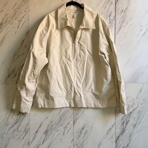 2/$100 COS Relaxed Cotton Cream Half Zip Long Sleeve Pullover Jacket SZ L